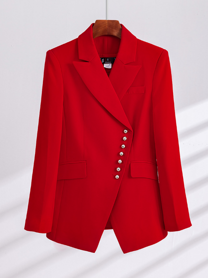 Long Sleeve Women Formal Pant Suit Ladies Red Black Business Wear 2 Piece Set