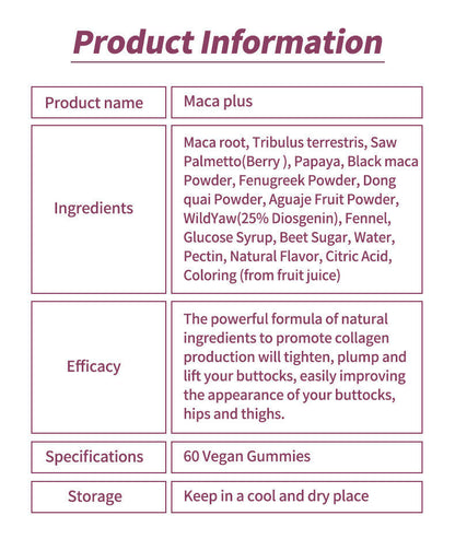 100% Natural Maca Root Plus Butt Firming BBL-Gummies for Butt Hips Enlargement