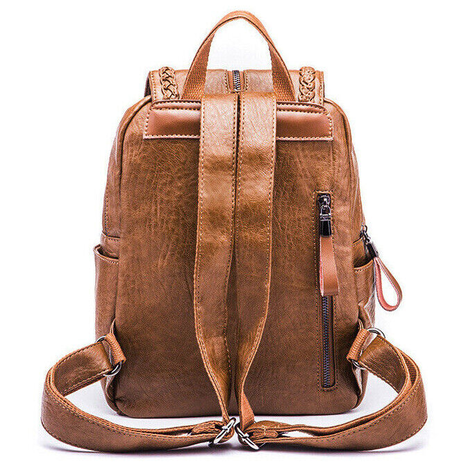 Soft Lambskin Genuine Leather Women's Backpack Shoulder School Bag Retro Rucksac