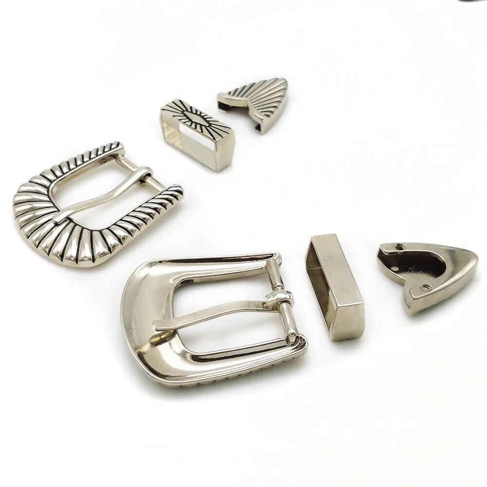 Women Belt Buckle 1'' 25mm Pin Simple Stripes Metal DIY Leathercraft Accessories
