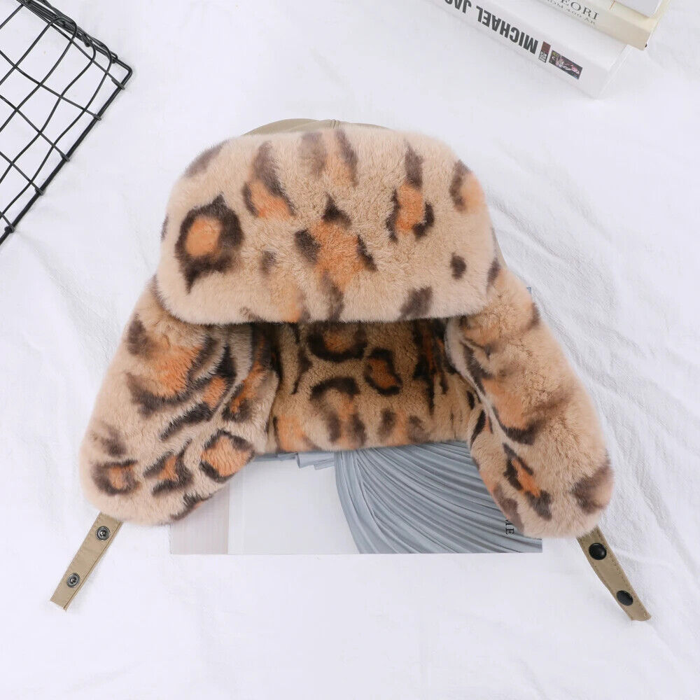 Women Winter Hat 100% Real Rabbit Fur Russian Winter Thick Warm Ears Bomber Caps