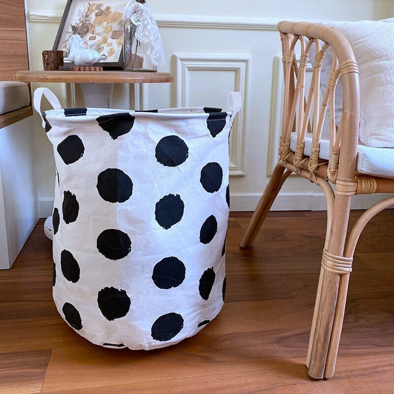 Laundry Basket Folding Dirty Clothes Organizers Storage Bag 50x40cm Cotton Linen