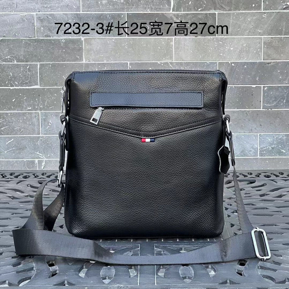 100% Genuine Leather Men's 10" Business Bags Black Sling Shoulder Messenger Bag