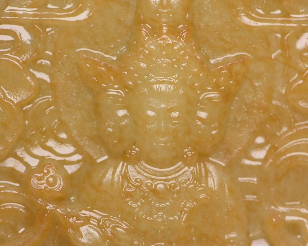Old Chinese Natural Hetian Jade Carving Buddha Statue Figurine Collectible Rare
