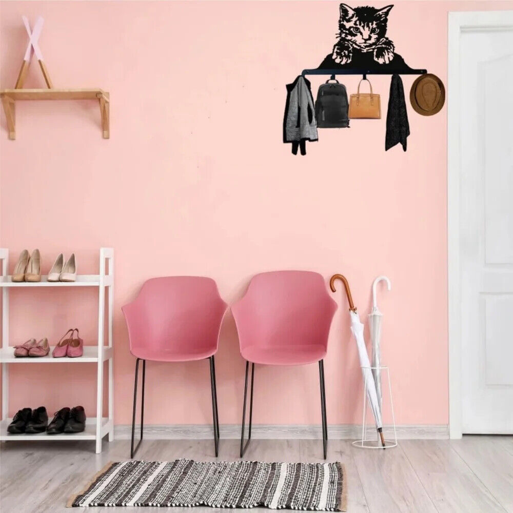 1pc Cute Little Cat Metal Wall Hanger - Perfect for Coats, Hats, Keys, and More
