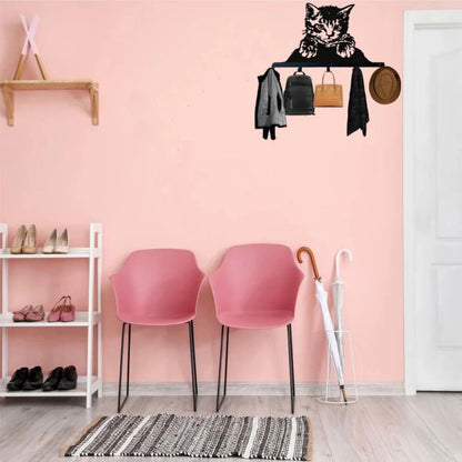 1pc Cute Little Cat Metal Wall Hanger - Perfect for Coats, Hats, Keys, and More