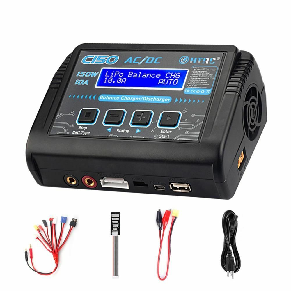 Lipo Charger Battery HTRC C150 AC/DC 150W 10A RC Balance Discharger for LiHV LiF