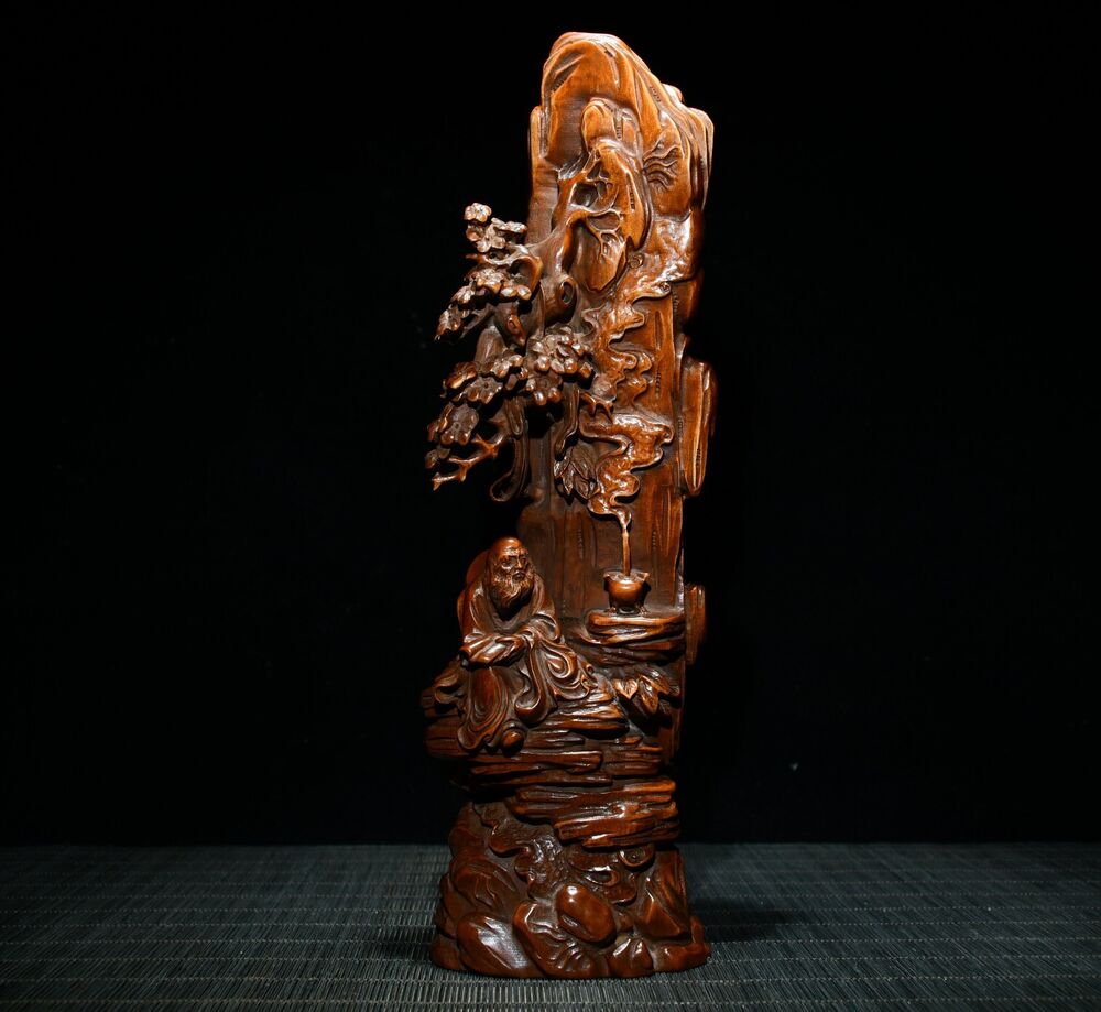 China Boxwood Carving Damo Buddha Statue Sculptures Wooden Figurines Decor Home