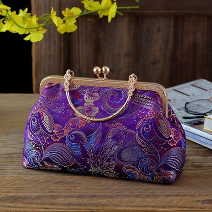 Flowers Style Vintage Kiss Lock Shell Bag Chain Shoulder Crossbody Bag Handbags