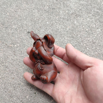 Vintage Wooden Christmas Ornaments Hare Rabbit Figurines Carved Animals Lovely