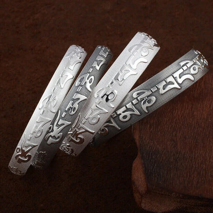 Women Bracelet Om Mani Padme Hum Bangle Engraved Sanskrit Men's Buddhist Jewelry