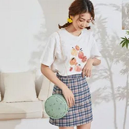 Sweet Lace Round Handbags Synthetic Leather Crossbody Bags Small Flower Chain