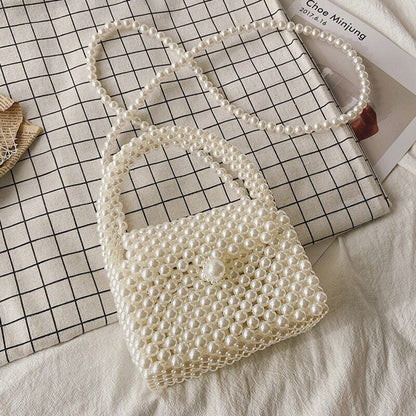 Handmade Woven Beaded Pearl Bags Women Handbags Party Bags