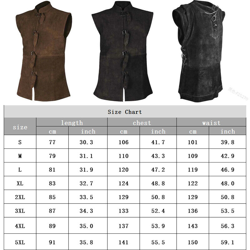 Men Medieval Buccaneer Vest Priate Costume Renaissance Steampunk Waistcoat Top