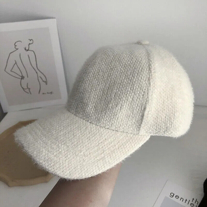 Women Baseball Caps Autumn Winter Solid Color Snapback Casual Visor Hats 56-60cm