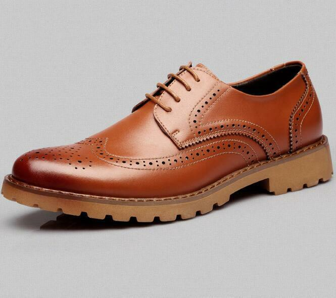 Mens British Wing Tip Brogue PU Leather Carved Dress Formal Shoes Oxfords Shoes