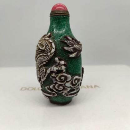 chinese carved snuff bottle glass antique dragon statue carving rare collections