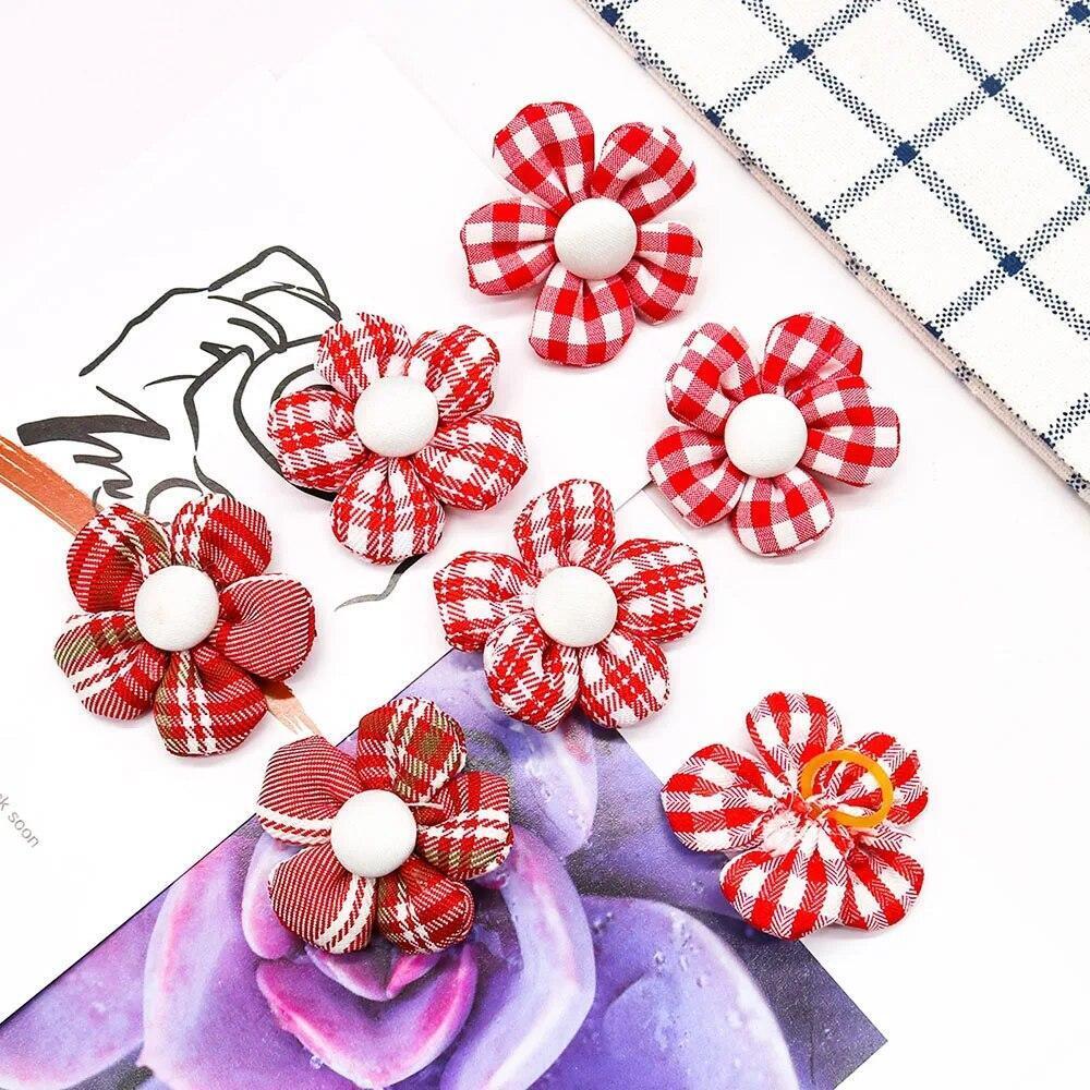50pcs Small Dog Hair Bows Puppy Rubber Band Flower Bowknot Grooming Accessories