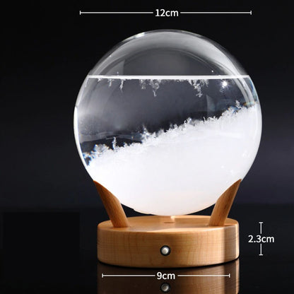 Weather Station Light Up Storm Ball Bottle Forecaster Barometer 15x15x17cm Glass
