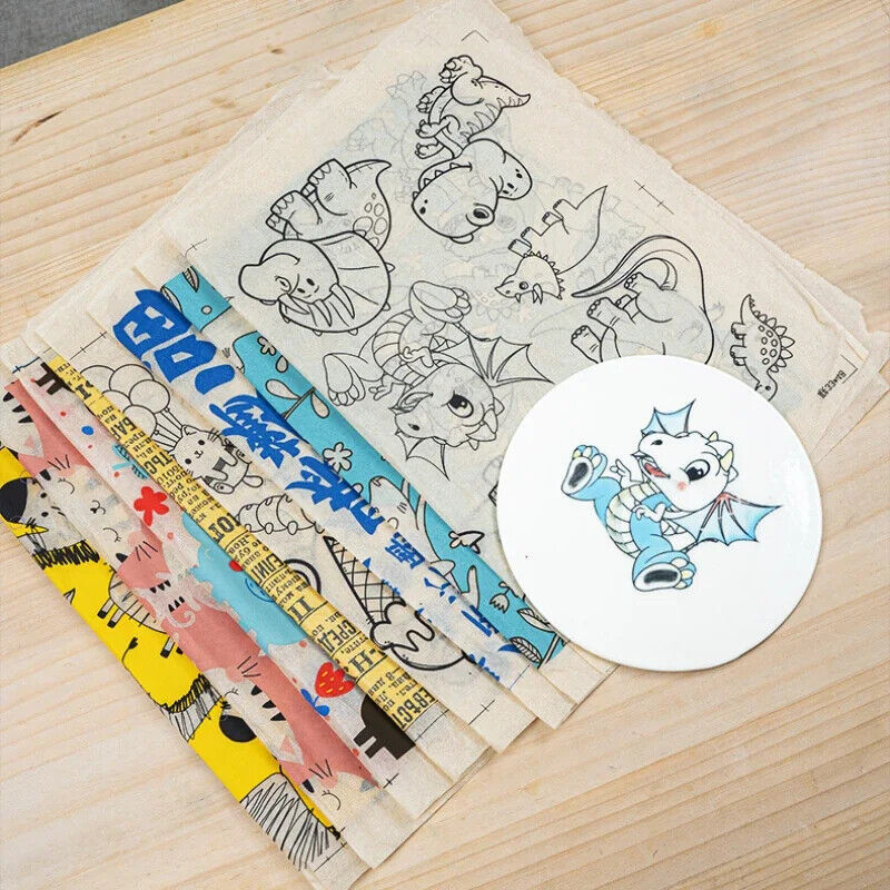 Pottery Clay Underglaze Paper Cartoon Decals DIY Ceramics Color Transfer 49x34cm