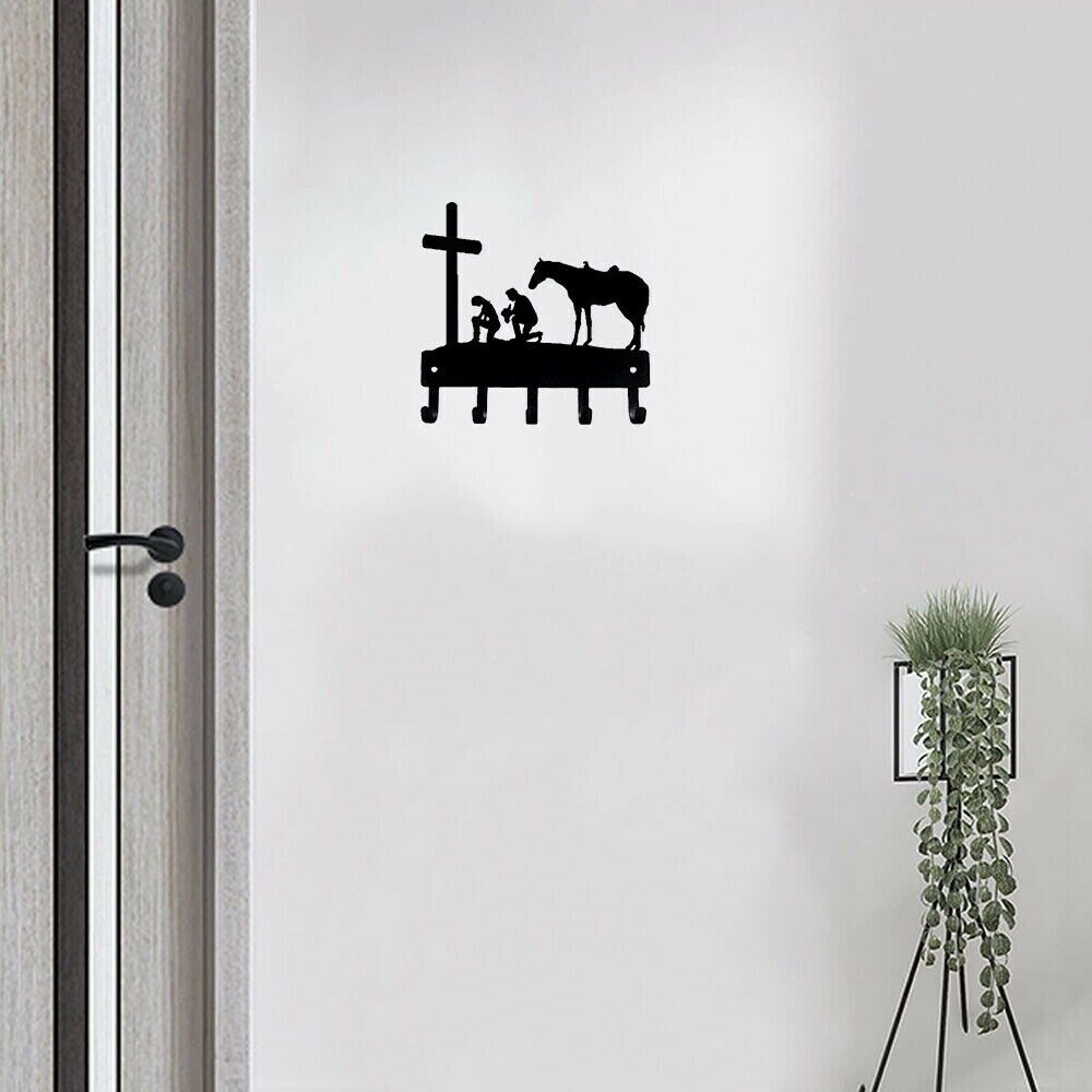 Cowboy Cowgirl At The Cross Wall Mounted Hook Up Pendant Wall Art Home Decor