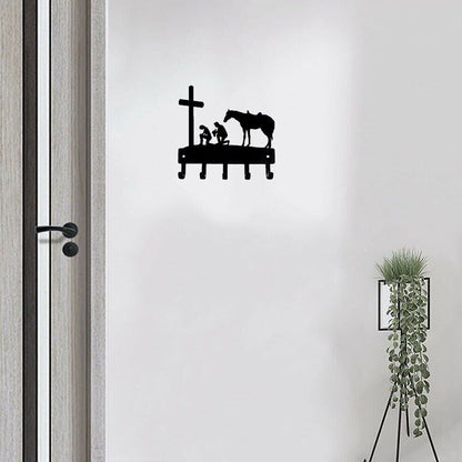 Cowboy Cowgirl At The Cross Wall Mounted Hook Up Pendant Wall Art Home Decor
