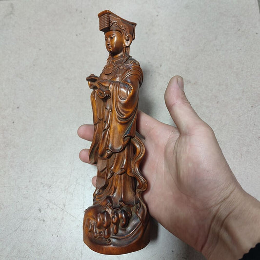 8" Chinese Quan Mazu Kwan-Yin Statues Praying Home Decor Matsu God Carved Wooden