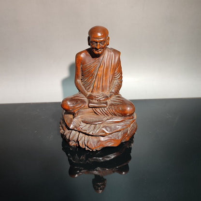 vintage wooden buddha zen chinese antique carvings wood carved boxwood Figurines