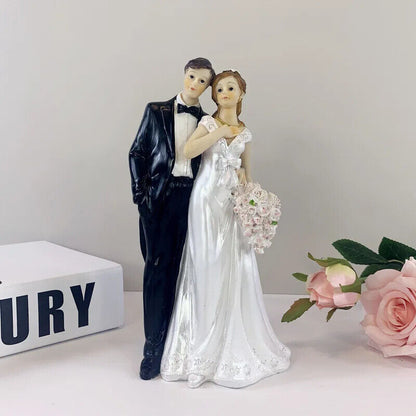 Wedding Cake Topper Resin Bride Groom Figurines Miniatures DIY Crafts Decoration