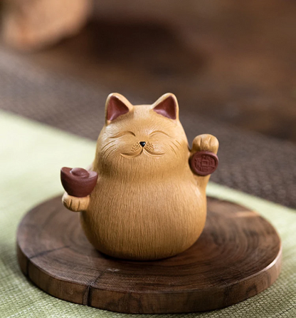 Purple Clay Tea Pets Cute Cat Zisha Crafts Decor