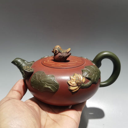 Chinese Yixing Zisha Clay Handmade Exquisite Kung Fu Tea Set Teapot 品名：鸳鸯壶 低款：蒋蓉