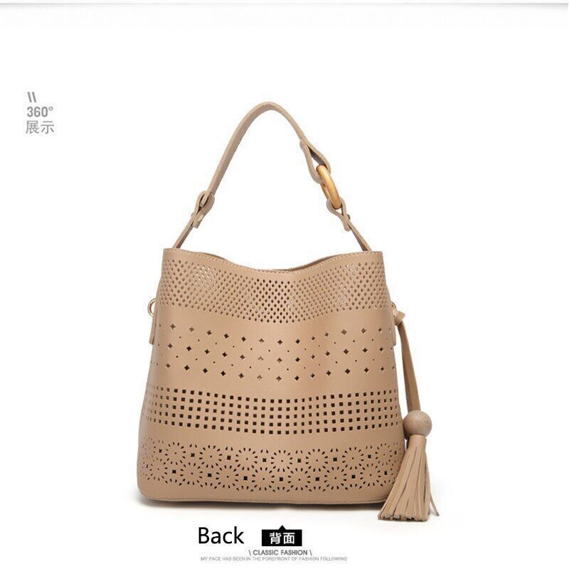 Women Bag Tassel Chain Shoulder Bag for Girl Gift Pu Pink Black Gray Brown
