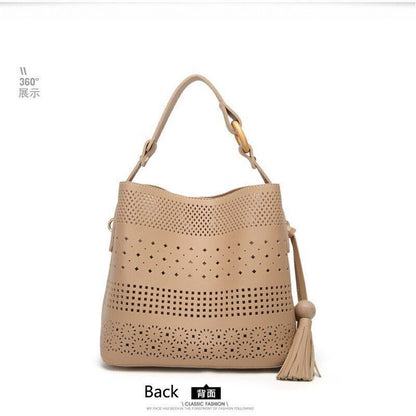 Women Bag Tassel Chain Shoulder Bag for Girl Gift Pu Pink Black Gray Brown