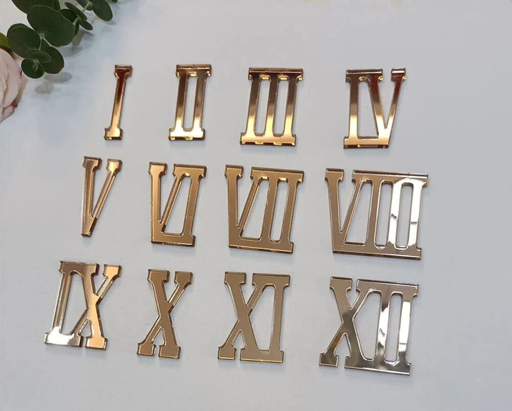Numerics Unfinished Acrylic Cutout 12Pcs Wooden Roman Numerals Clock Craft Decor
