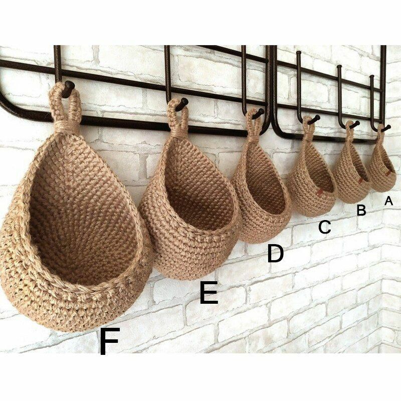 Wall Hanging Vegetable Fruits Storage Baskets Natural Wicker Woven Kitchen Shelf