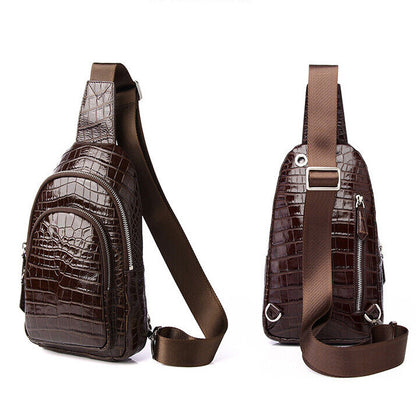Men's Sling Backpack,100% Genuine Leather Crocodile Luxury Crossbody Bag Daypack