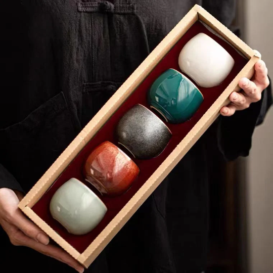 Chinese Kung Fu Tea Cup Ceramic Tea Cup Set of 5
