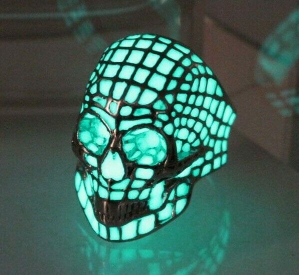 Men Women Glowing Ring Luminous Skull Punk Fashion Trendy Rings Glow In The Dark