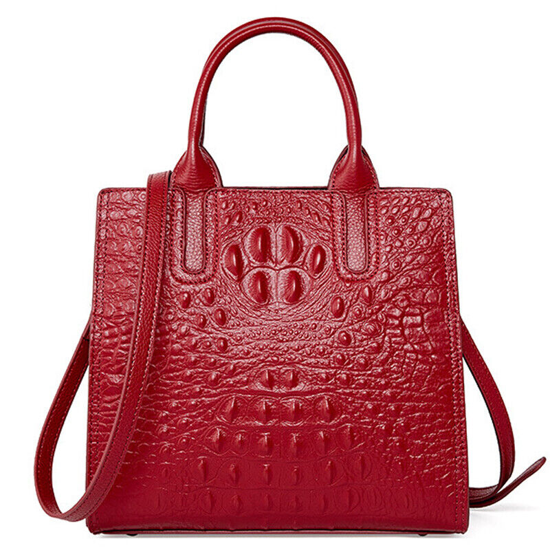 100% Genuine Leather Womens Crocodile Elegant Handbag Evening Party Shoulder Bag