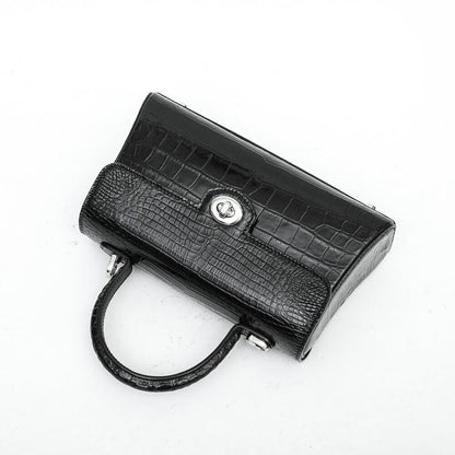 Black Alligator Crocodile Belly Skin Handbag, New Desinger Women's Shouler Bag