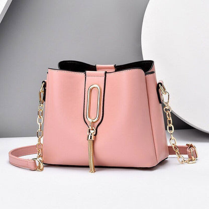 Tassels Bucket Bag Soft Leather Chain Shoulder Bag Crossbody Bags for Women