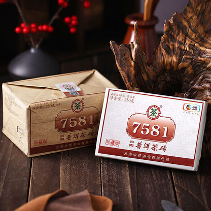 Puer Tea2020 Chinatea Cofco Brand 7581 Pu-erh Tea Brick 250g Ripe Brick Puerh