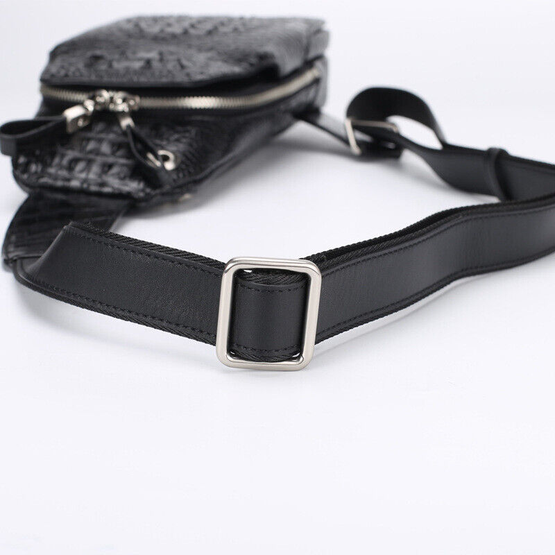 Handcrafted Siamese Crocodile Leather Crossbody Chest Bags Men's Sling Backpack