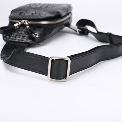 Handcrafted Siamese Crocodile Leather Crossbody Chest Bags Men's Sling Backpack