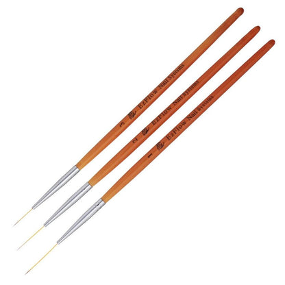 Nail Art Tools 3Pcs Liner Ultra Fine Brush Wooden Handle French Strip 15 20 25mm