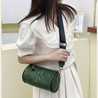 Leather Crocodile Print Women Bag Desinger Cylinder Bag Crossbody Shoulder Bag
