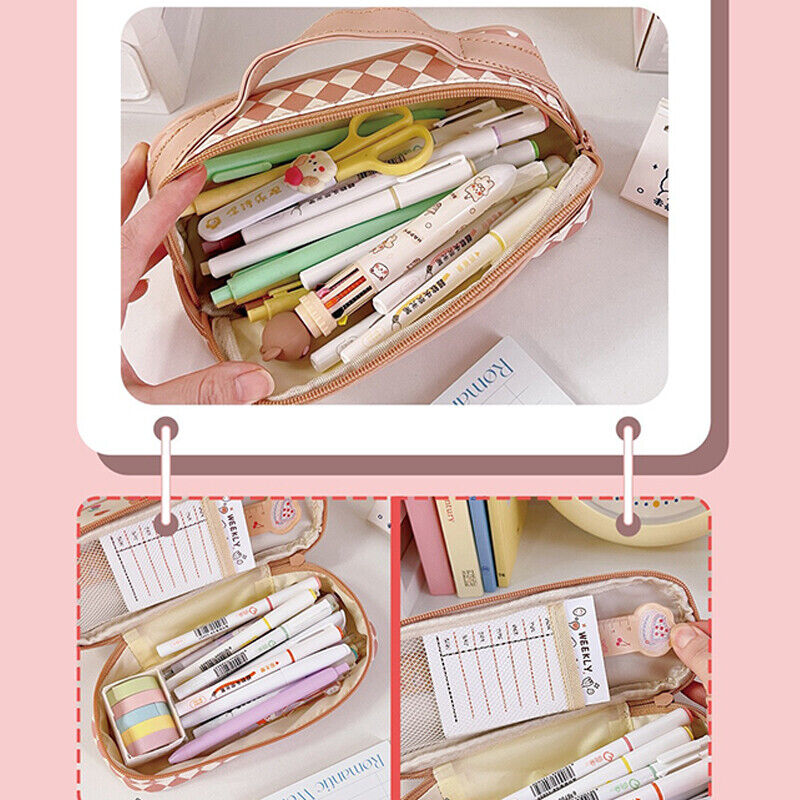 Large Capacity Pencil Case Pen Pouches Girls Cartoon Makeup Bag Storage Case