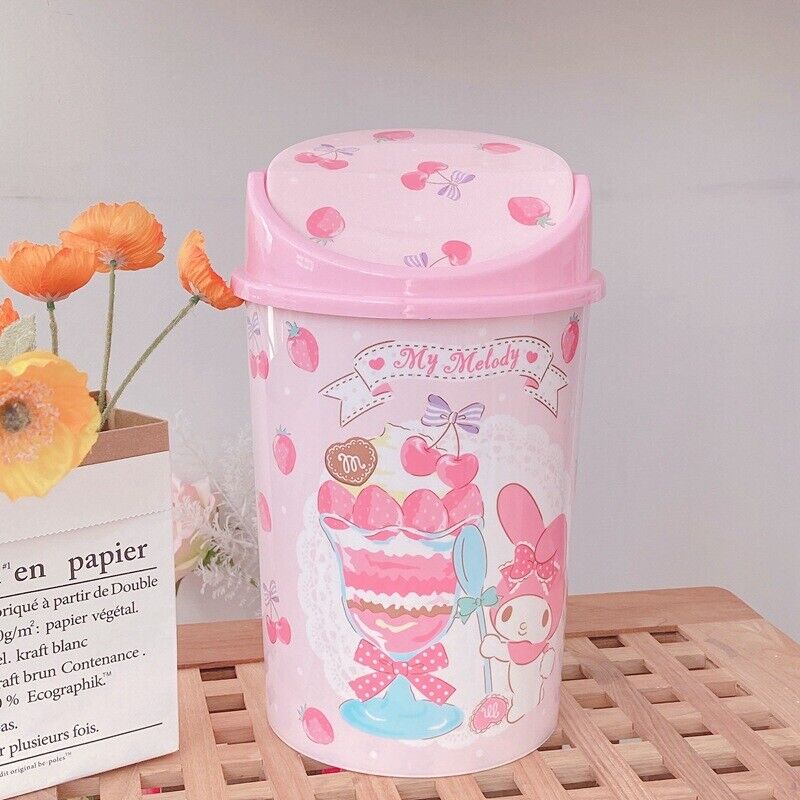 Cute HelloKitty Home Trash Can with Swing Lid Waste Garbage Bin Wastebaskets