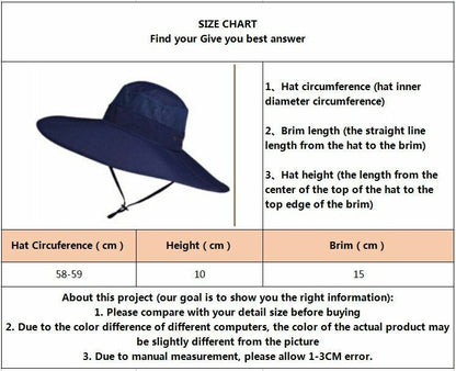 15CM Big Wide Hat Fisherman Solid Waterproof Sunshade Fishing Cap Sport Hiking