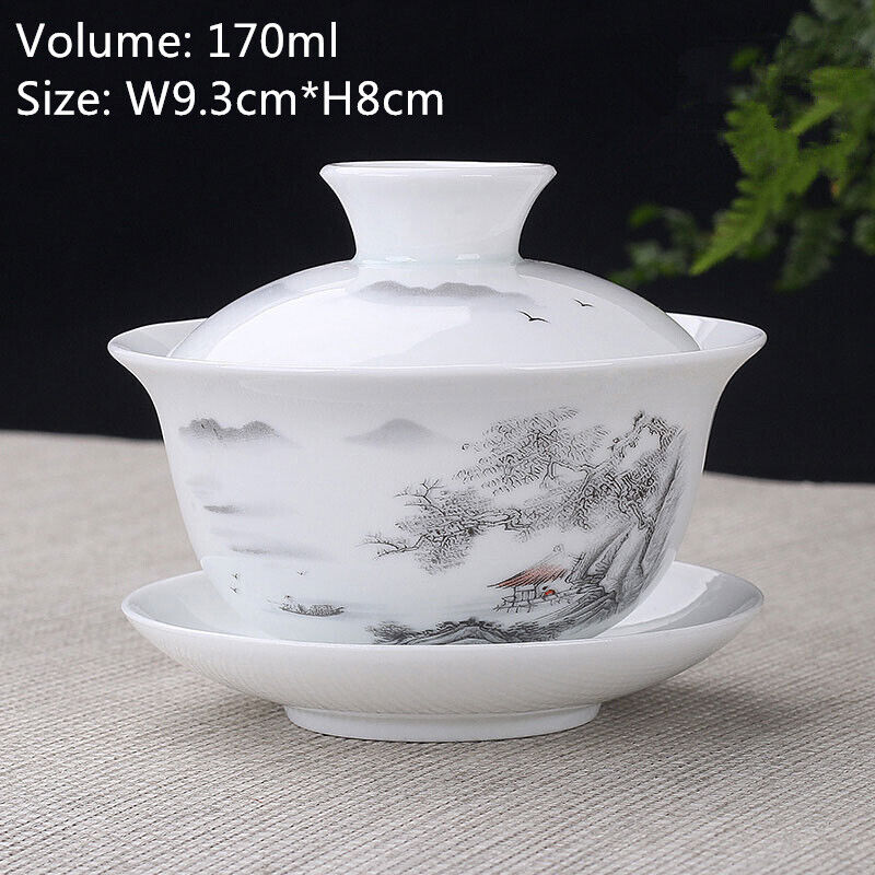 Chinese Tea Brewer Gaiwan Small Porcelain Tureen Sancai Cup Bowl With Saucer Lid